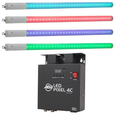 ADJ LED Pixel Tube System 4 - Sistema de Tubos LED Pixel, kit de iluminación DJ, efectos de luz RGB, montaje incluido