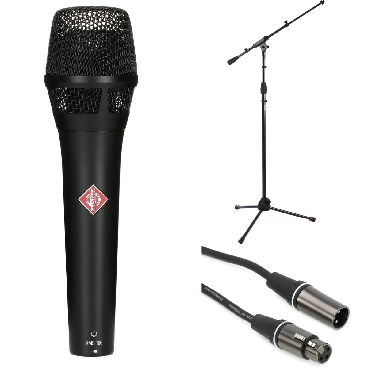 Generic Neumann KMS 105 micrófono con soporte y cable - negro mate KMS105MTPk