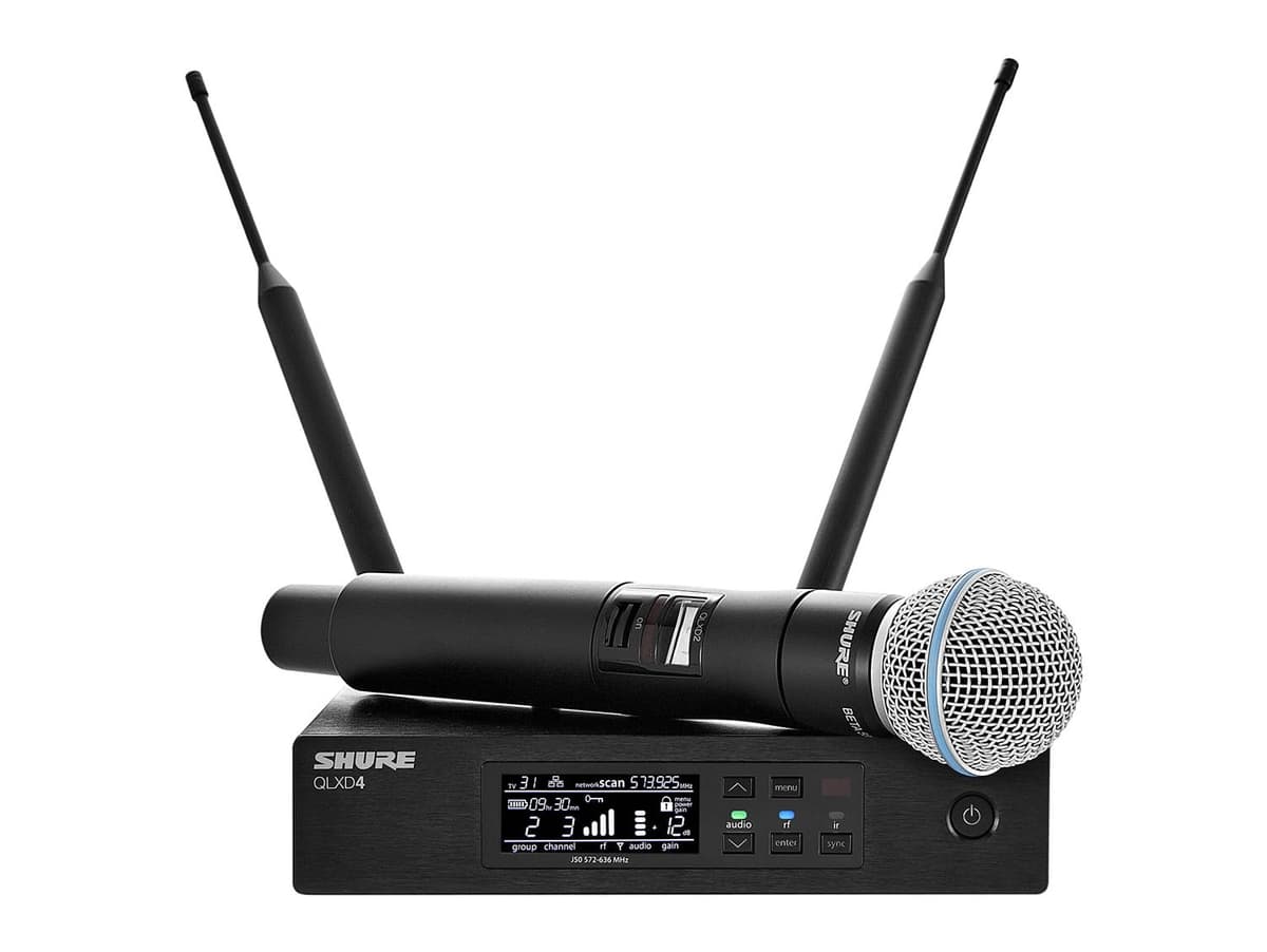 Shure QLXD QLXD24/B58-X52 Sistema Inalámbrico de Mano, Supercardioide, Micrófono Dinámico Beta 58A, UHF, Digital, Profesional, para Voz y Escenario