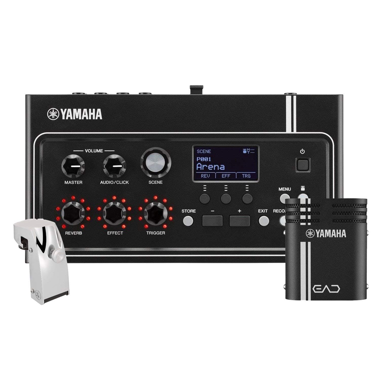 Yamaha EAD10 Módulo Electrónico para Batería Acústica con Micrófono Integrado, Cables de Interconexión y Fuente de Poder + Trigger Yamaha DT-50S de Doble Zona para Caja/Tom con Carcasa de Metal Fundido