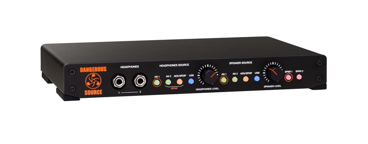 Dangerous Music SOURCE - Interfaz y Convertidor D/A portátil, Monitor de Estudio, Control de Monitoreo, USB, Entradas Analógicas/Digitales, Salidas de Auriculares y Monitores