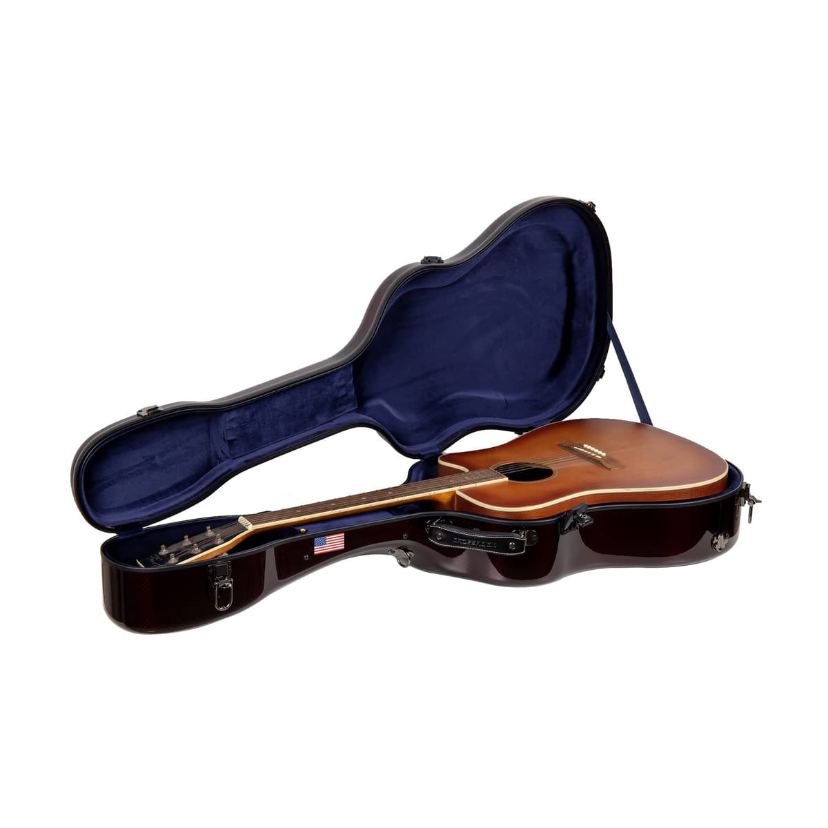 Crossrock Air Carbon CRF6020DRD-USF Estuche para Guitarra Acústica Dreadnought, 100% Fibra de Carbono Flight Case con Funda Protectora, Versión Bandera Americana - Rojo (CRF6030DRD-USF)