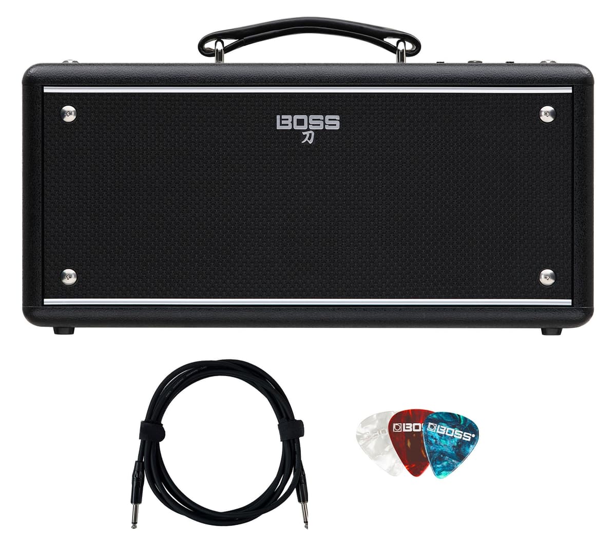 BOSS Katana-Air EX Amplificador de Guitarra Inalámbrico de Escritorio Bundle con Cable para Instrumento y Uñas/Púas
