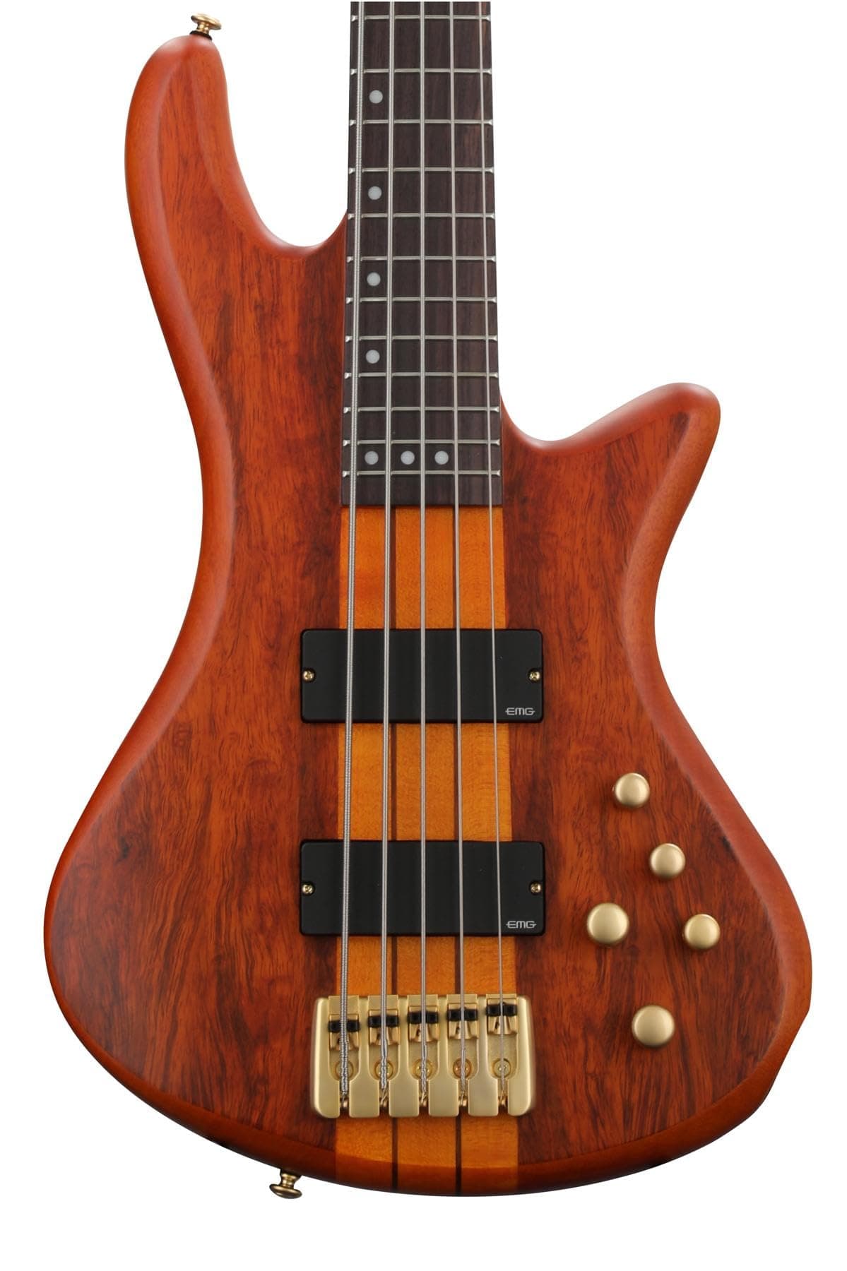 Schecter Stiletto Studio-5 Bajo Eléctrico - Honey Satin, 5 Cuerdas, Activo, Pastillas EMG, Madera Exótica, Escala Larga Stiletto Studio-5/Honey Satin (HSN)