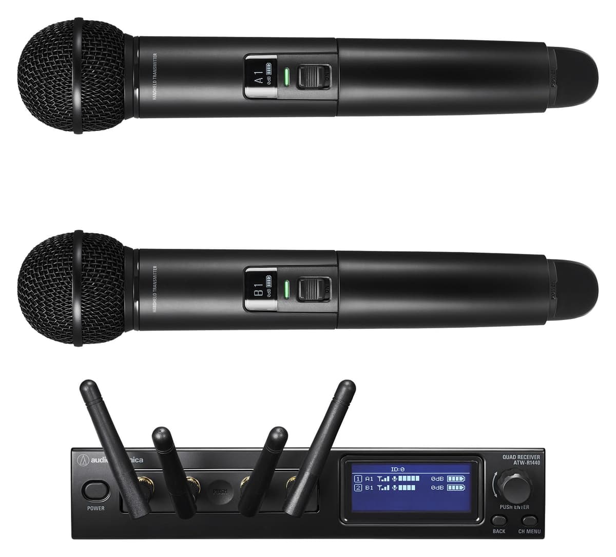 Audio-Technica System 20 Pro ATW-1422 Micrófono Inalámbrico, Sistema Doble, UHF, Receptores y Transmisores Profesionales