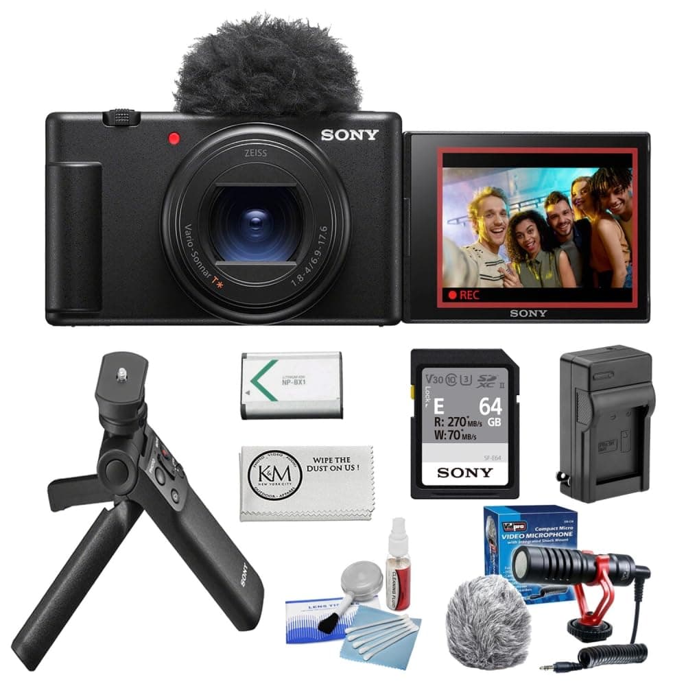 Sony ZV-1 II Cámara Digital Negra | Kit Vlogger Sony + Batería NP-BX1 + Cargador de Batería + Micrófono de Video + Paño de Microfibra + Kit de Limpieza (7 Piezas)