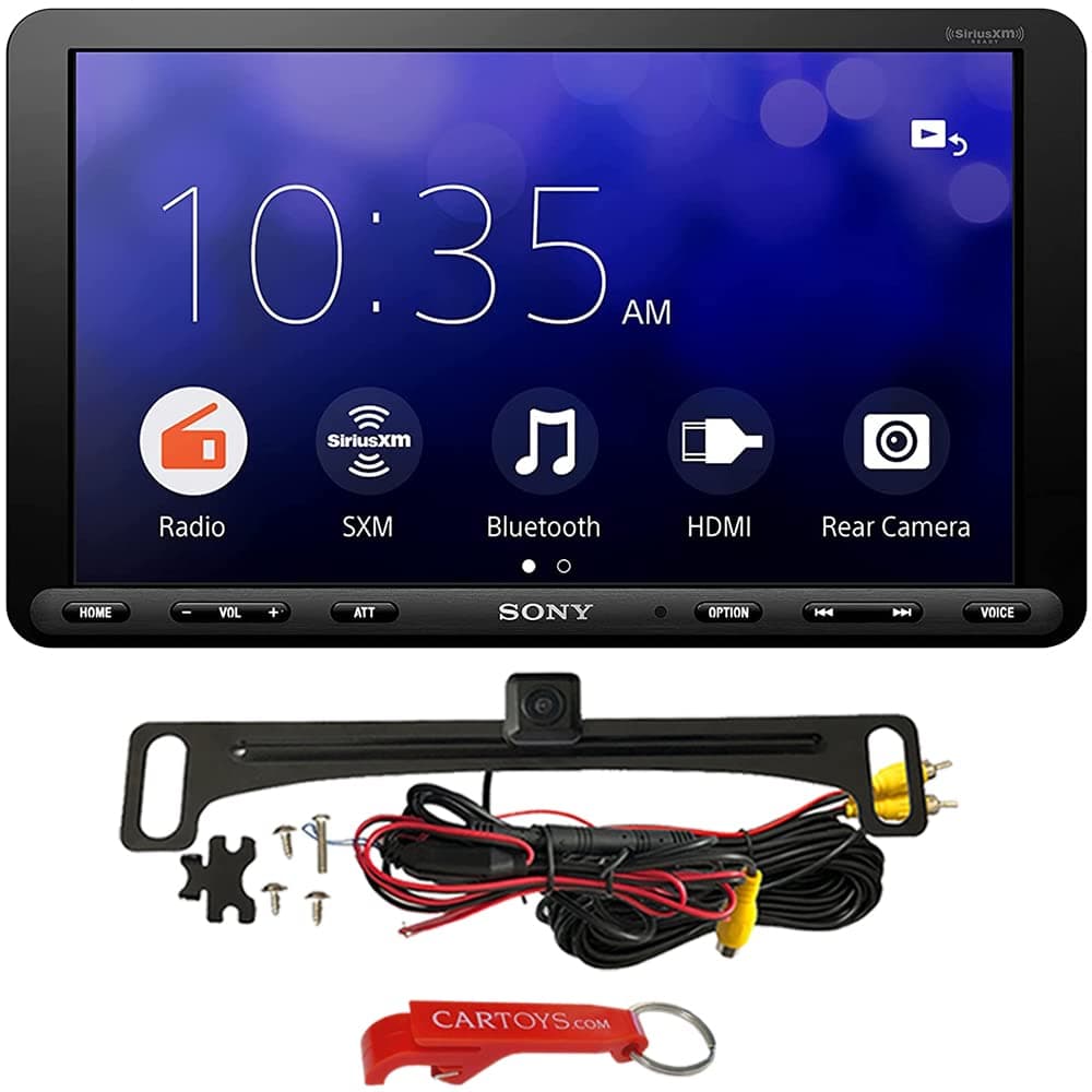 Sony XAV-AX8100 Estéreo para Auto 8.95" con Cámara de Retroceso Voxx ACAM4, Apple CarPlay y Android Auto, Receptor Multimedia 1-DIN, Pantalla Ajustable, Compatible SiriusXM (XAV-AX8100)