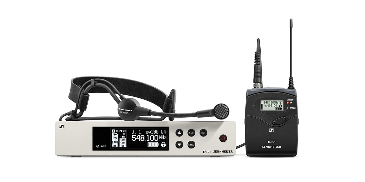 Sennheiser EW 100 G4-ME3 Sistema de Micrófono Inalámbrico de Diadema Cardioide - Banda A - Profesional para Voz y Presentaciones EW100G4ME3A