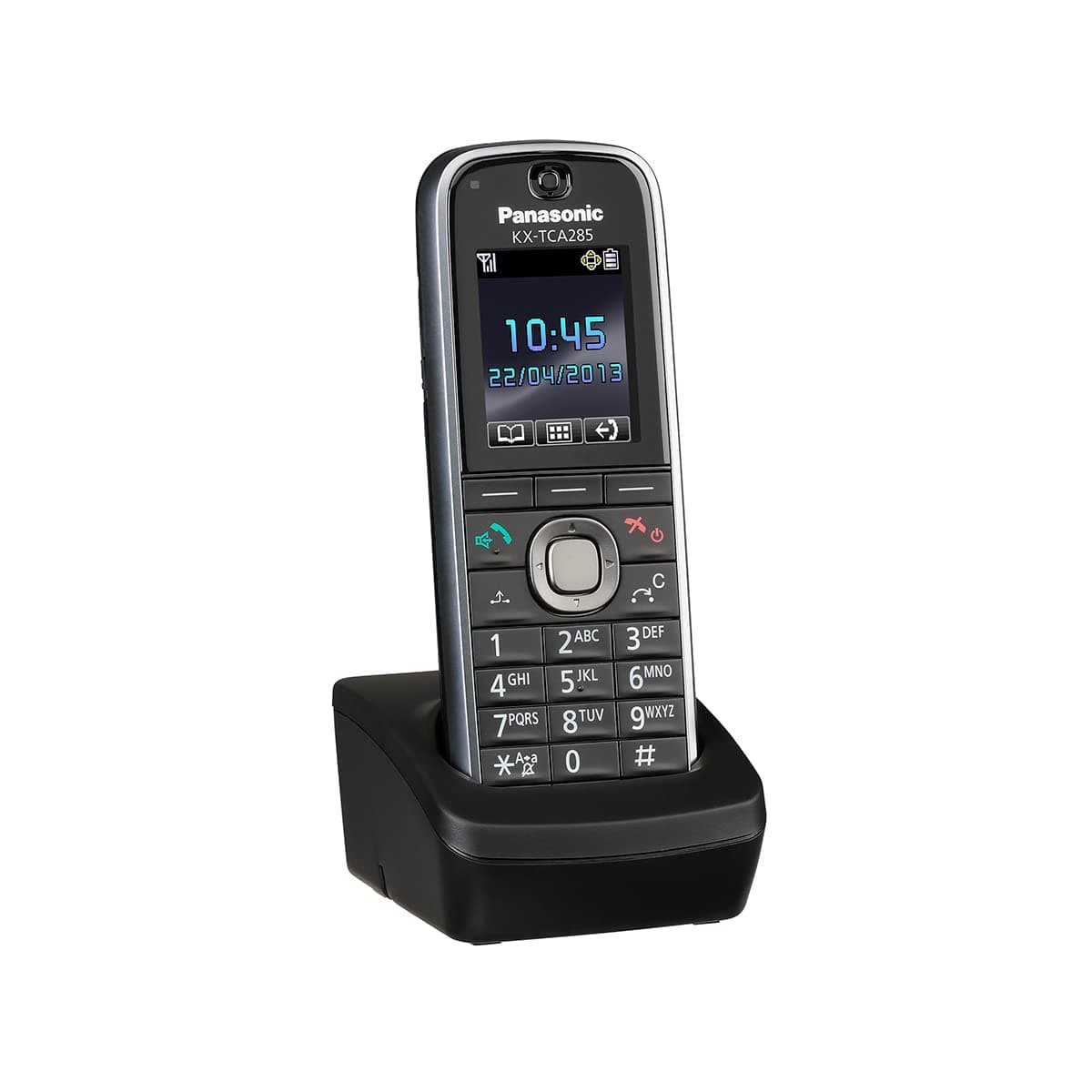 Panasonic KX-TCA285 Teléfono Inalámbrico DECT Compacto para Central Telefónica, Manos Libres, Pantalla LCD, Compatible con PBX y Oficinas