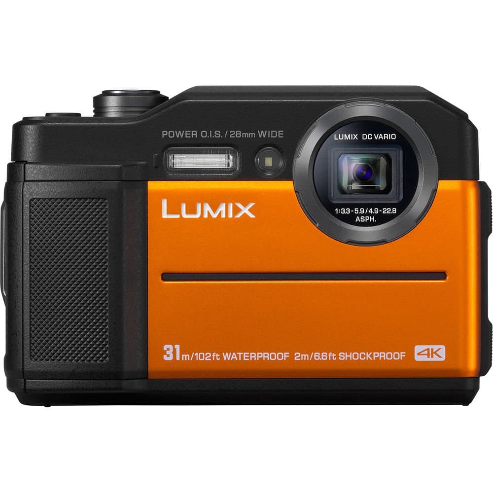 Panasonic Lumix DC-TS7D Cámara a prueba de agua resistente, 20.4 MP, Zoom 4.6x, LCD 3", Color Naranja, Versión USA