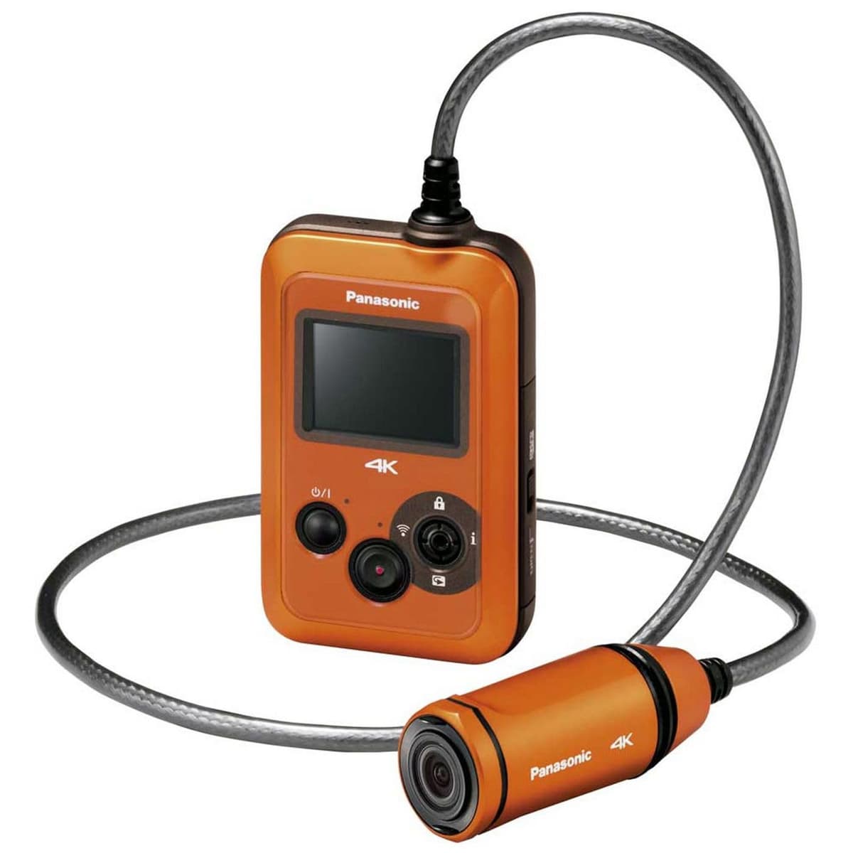 Panasonic HX-A500E-D Cámara Deportiva 4K Wearable - Naranja, Video Ultra HD, Resistente al Agua, Manos Libres, Gran Angular