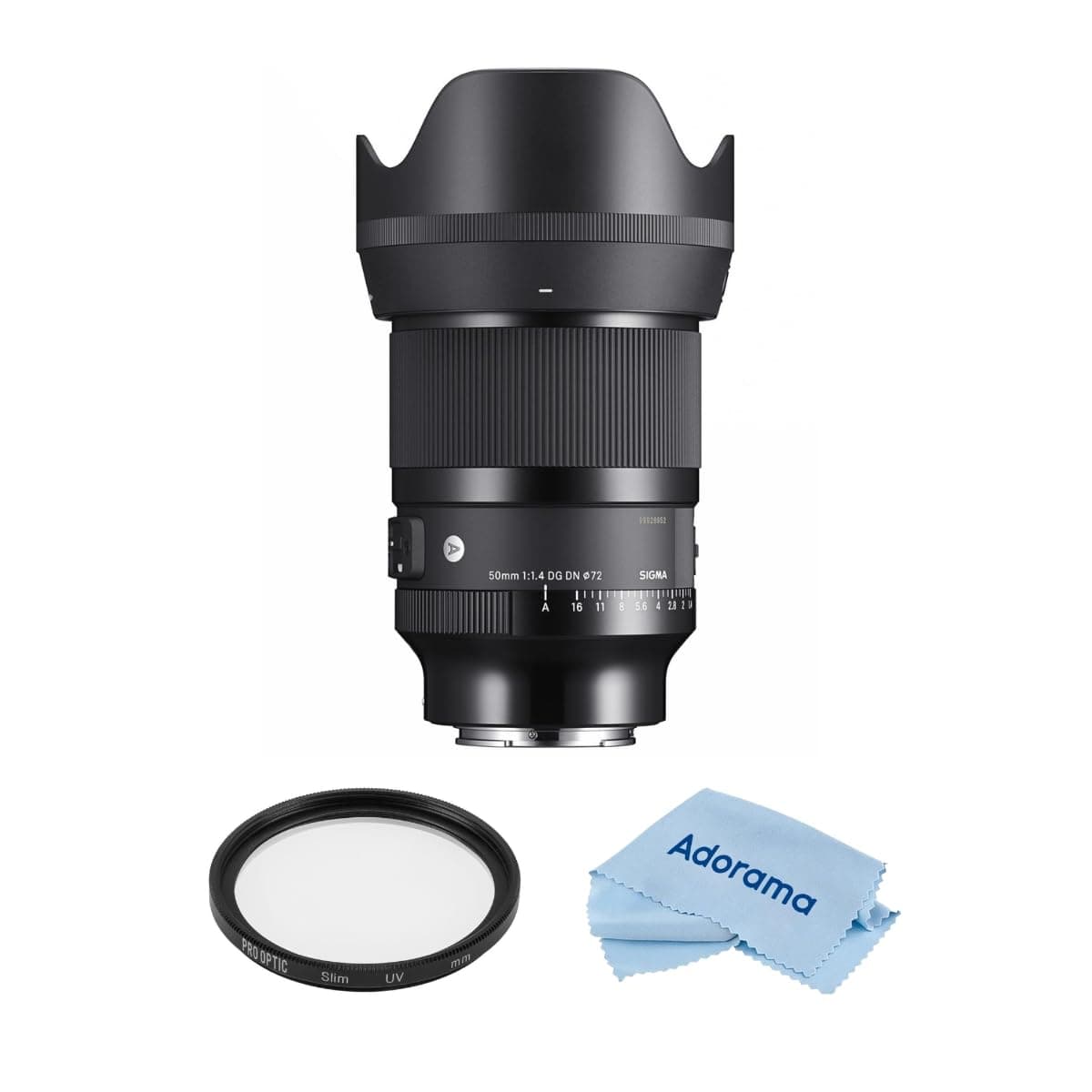 Sigma Art 50mm f/1.4 DG DN lente para Sony E, kit con filtro UV 72mm multicapa y paño de microfibra 50mm f/1.4 Art