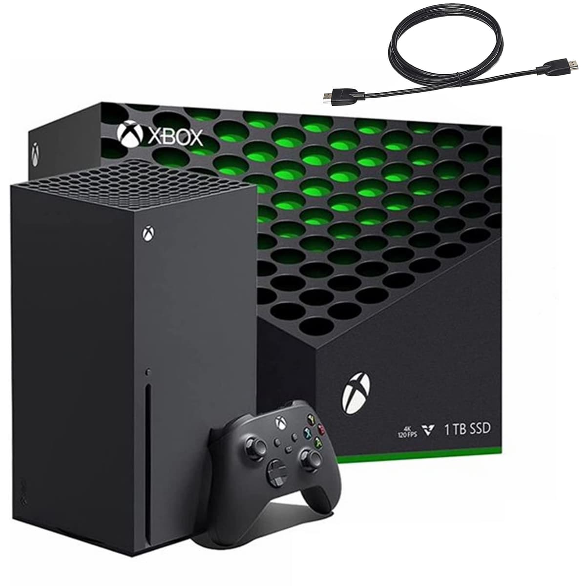 Microsoft Xbox Series X 1TB consola + 1 control inalámbrico, 4K verdadero, hasta 120 FPS, retrocompatible, incluye cable HDMI