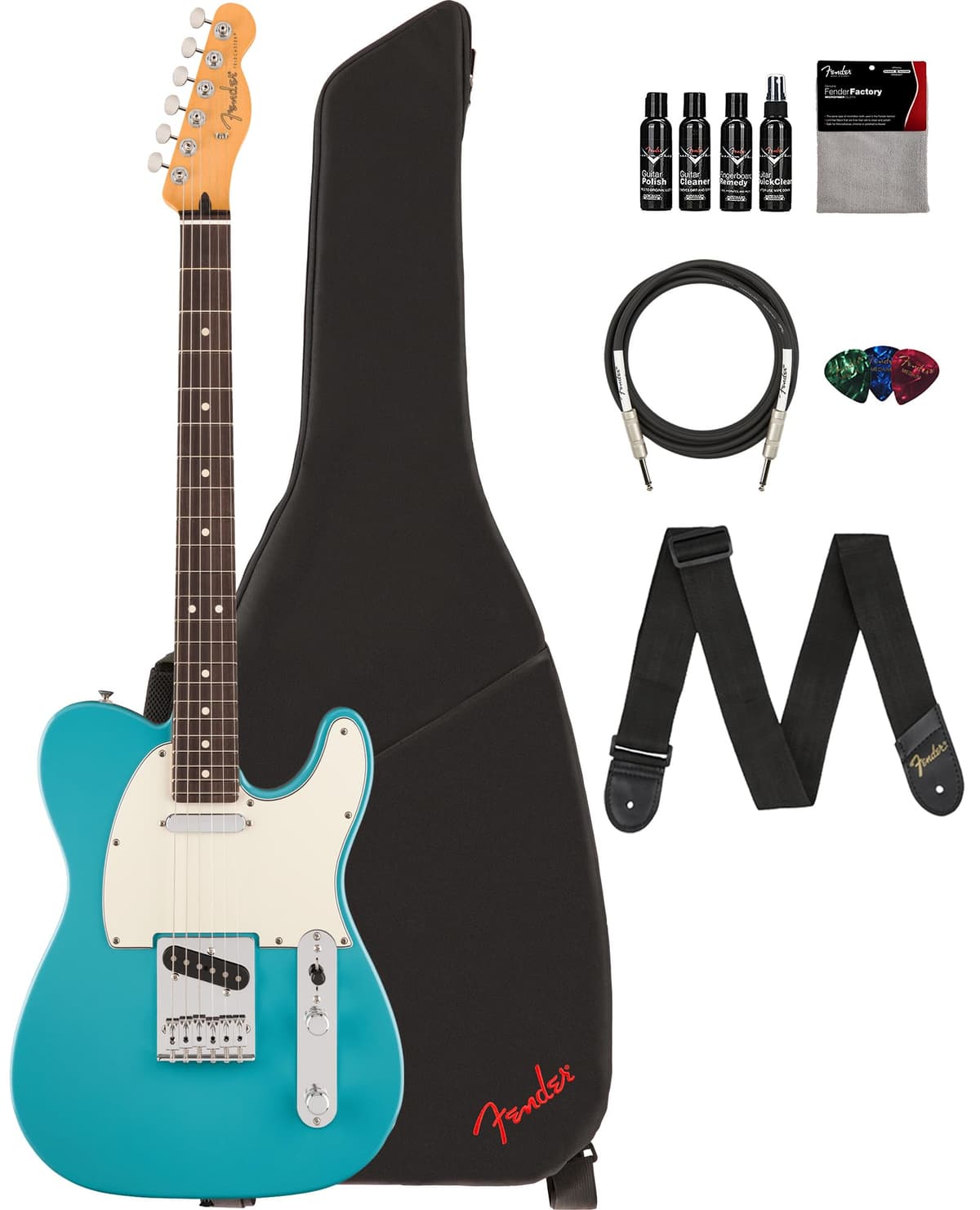 Fender Player II Telecaster Guitarra Eléctrica Aquatone Blue, Bundle con Funda, Correa, Cable, 3 Púas y Kit de Limpieza 140550518
