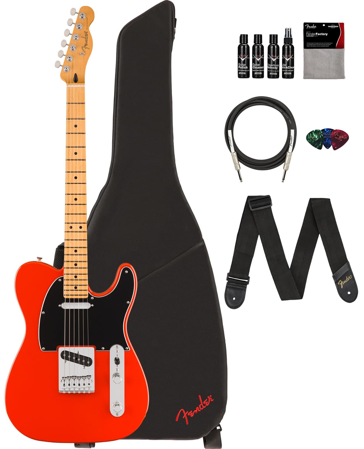 Fender Player II Telecaster Coral Red - Guitarra eléctrica con funda, correa, cable, 3 púas y kit de limpieza 140552558