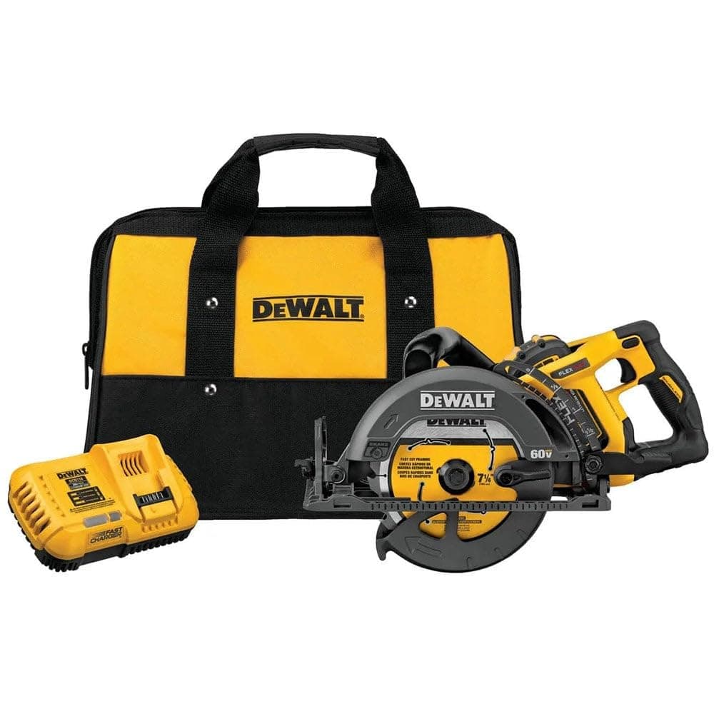 DEWALT FLEXVOLT DCS577X1 Sierra Circular Inalámbrica 60V MAX 7-1/4", Estilo Worm Drive, Kit con Batería 9.0Ah