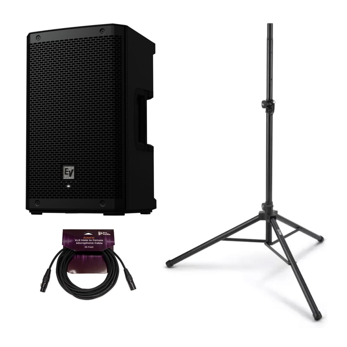 Electro-Voice ZLX-8P-G2 altavoz activo 2 vías 8" Bluetooth negro + trípode de aluminio y cable XLR 25 pies (pack 3 piezas) 8-Inches