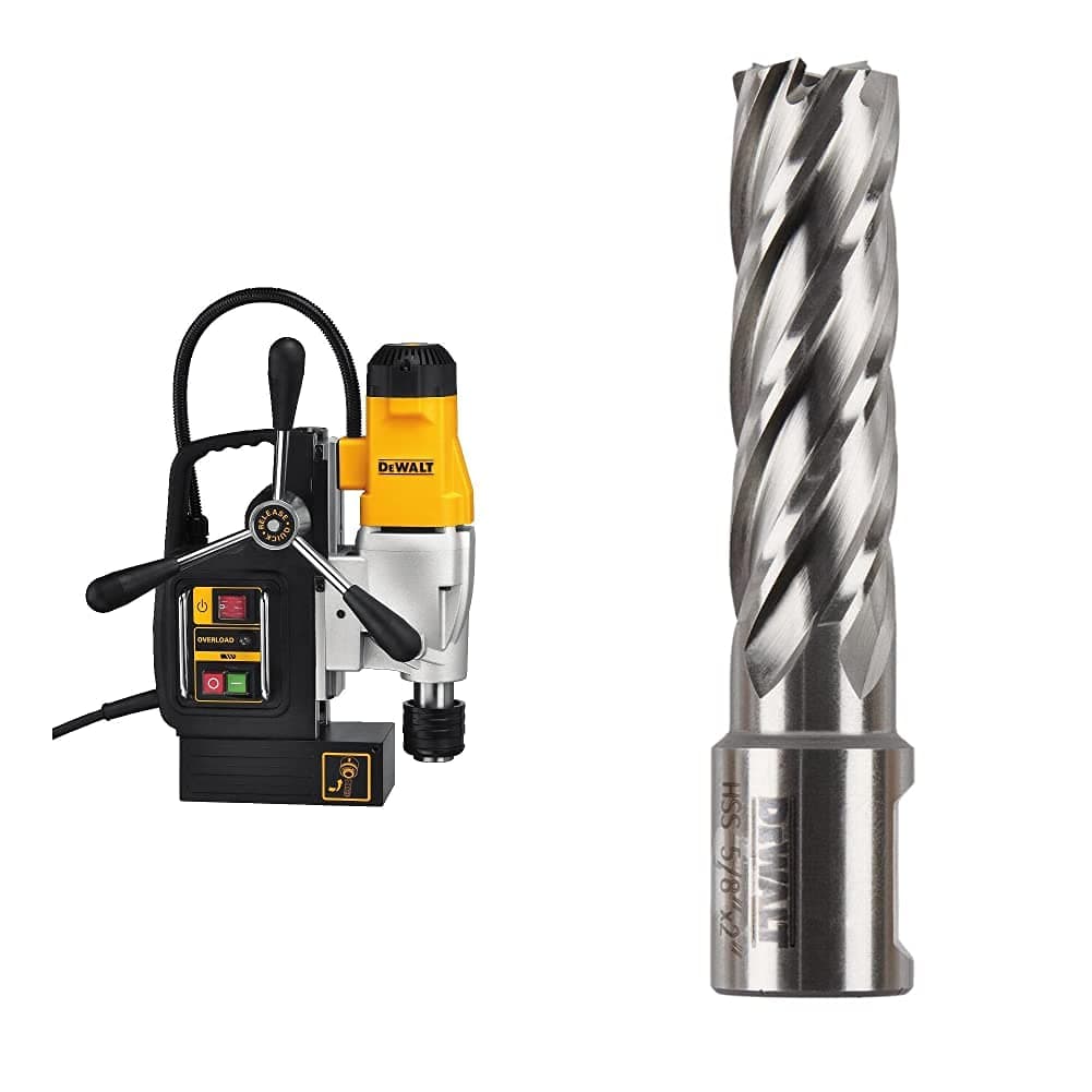 DEWALT Taladro Magnético DWE1622K 2 Velocidades 2" + Broca Anular HSS 5/8"x2" Vástago Weldon 3/4" (DWAC02010)