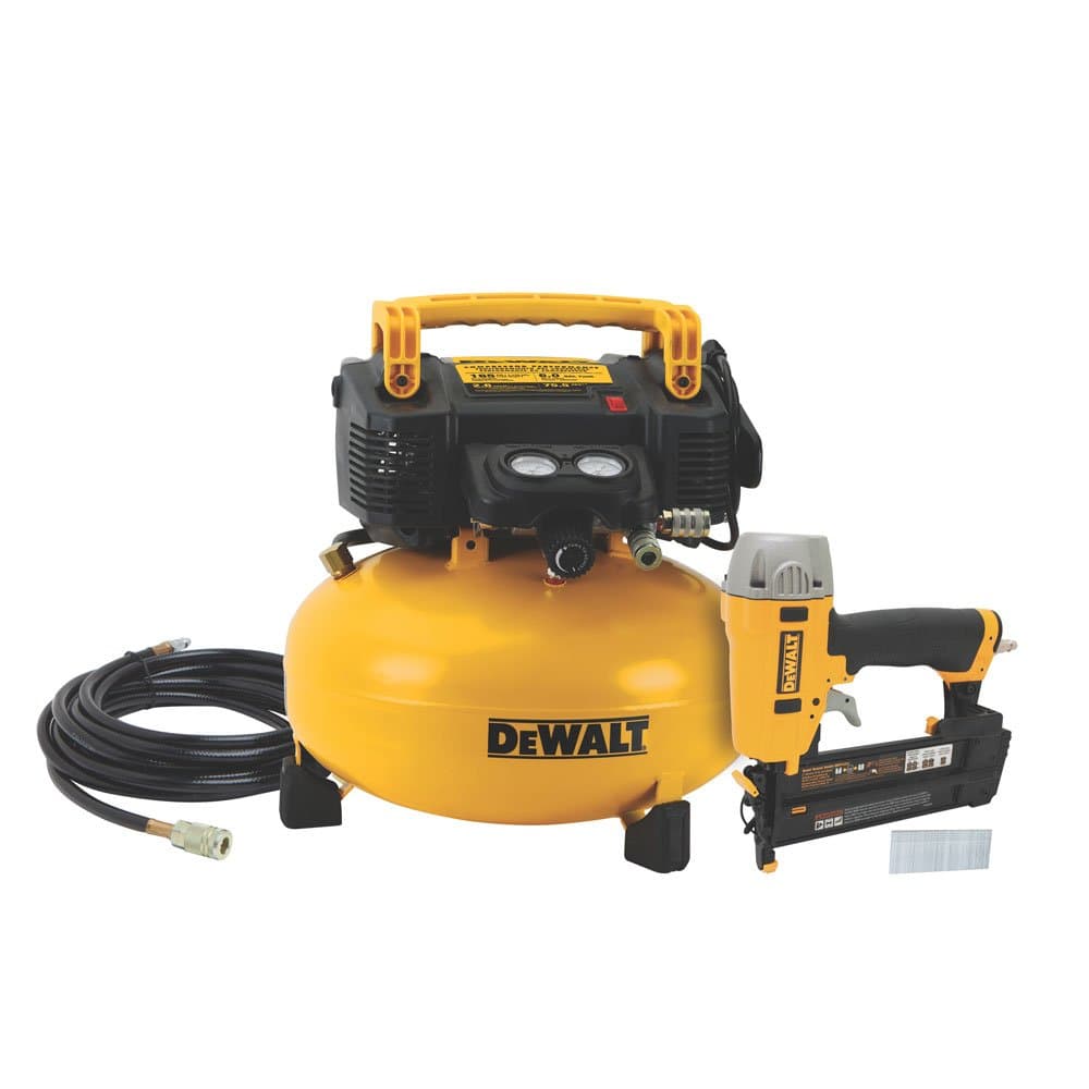 DEWALT DWC1KIT-B Clavadora de Brad con Compresor, Kit Combo neumático para carpintería y acabado