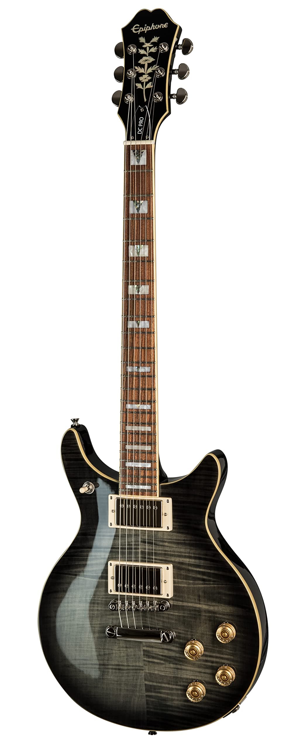 Epiphone G-400 PRO guitarra eléctrica doble cutaway tipo SG, Midnight Ebony, herrajes níquel EGGDMENH