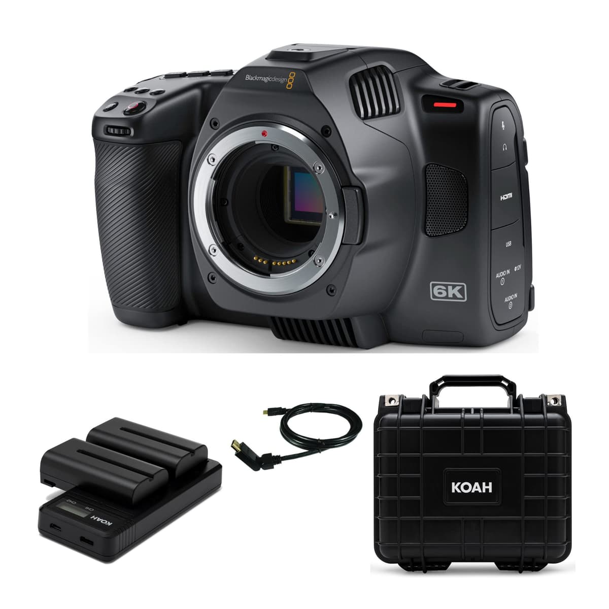 Blackmagic Pocket Cinema Camera 6K G2 kit con estuche rígido y accesorios (4 ítems) CAMPOCHDEF6K2-HC