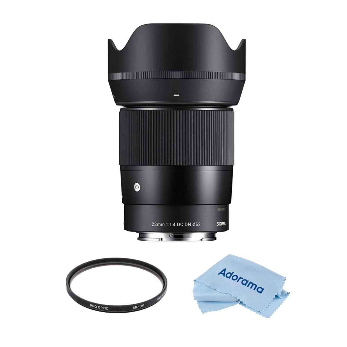 Sigma Contemporary 23mm f/1.4 DC DN lente para Sony E, kit con filtro UV 52mm multicapa y paño de microfibra