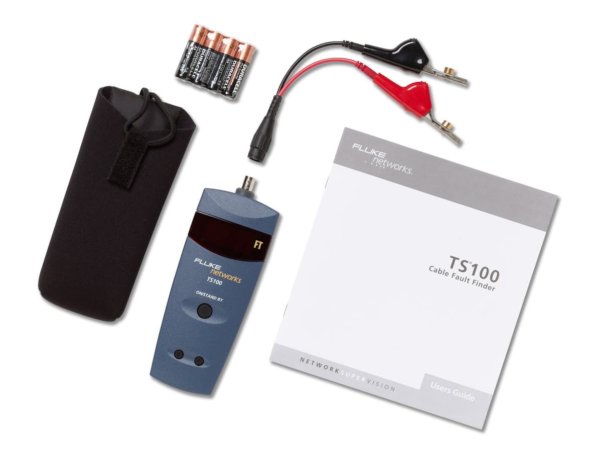 Fluke Networks TS100 26500500 Localizador de fallas de cable con clips BNC a banana a ABN, color naranja