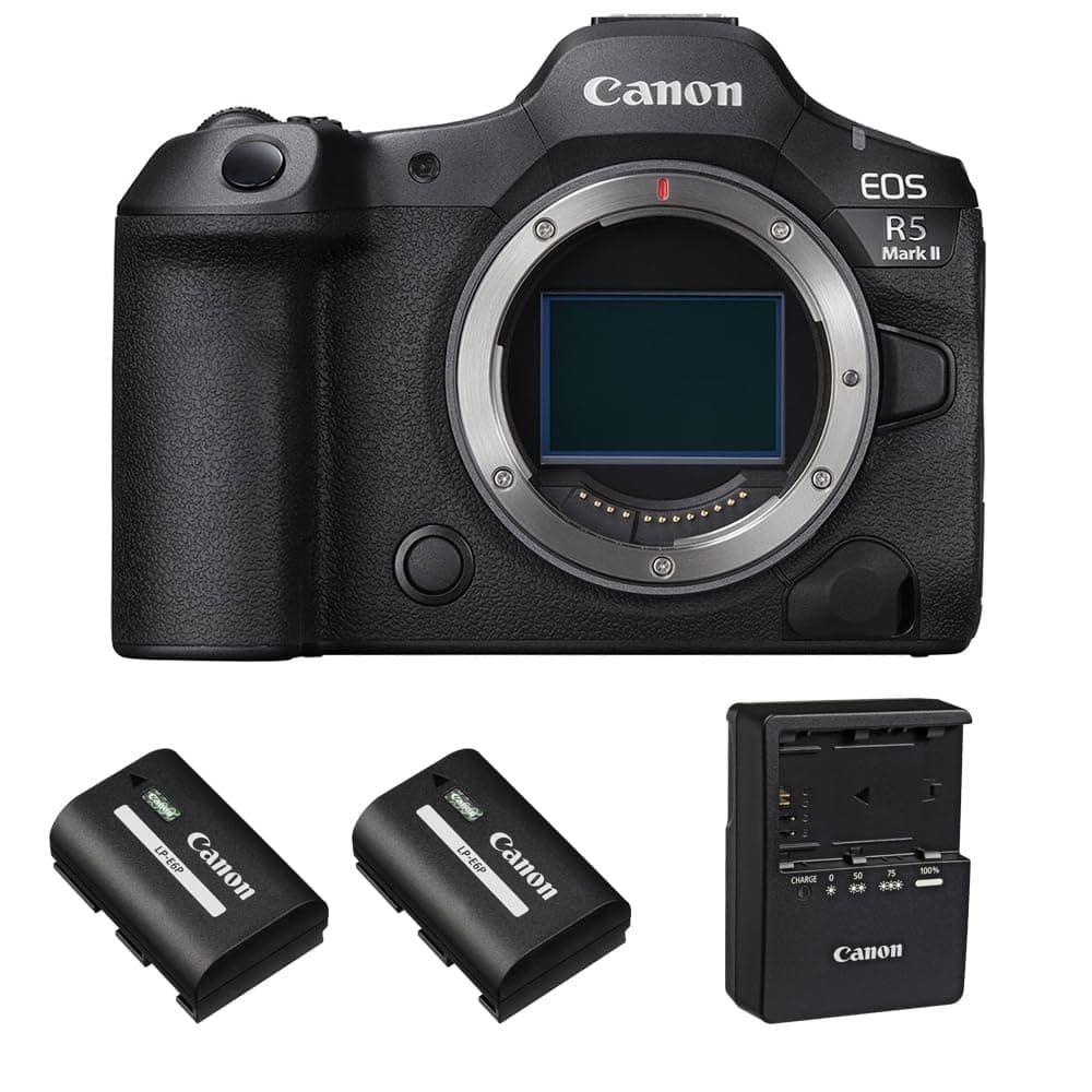 Canon EOS R5 Mark II Cámara sin espejo full-frame con batería extra Canon LP-E6P de ion-litio 6536C002-003