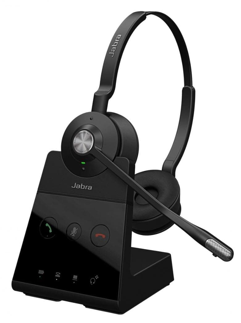 Jabra Engage 65 SE 9659-553-111 auriculares estéreo, base, fuente de poder, cable USB-C a USB-A 1.5m, cable telefónico, guía rápida, garantía