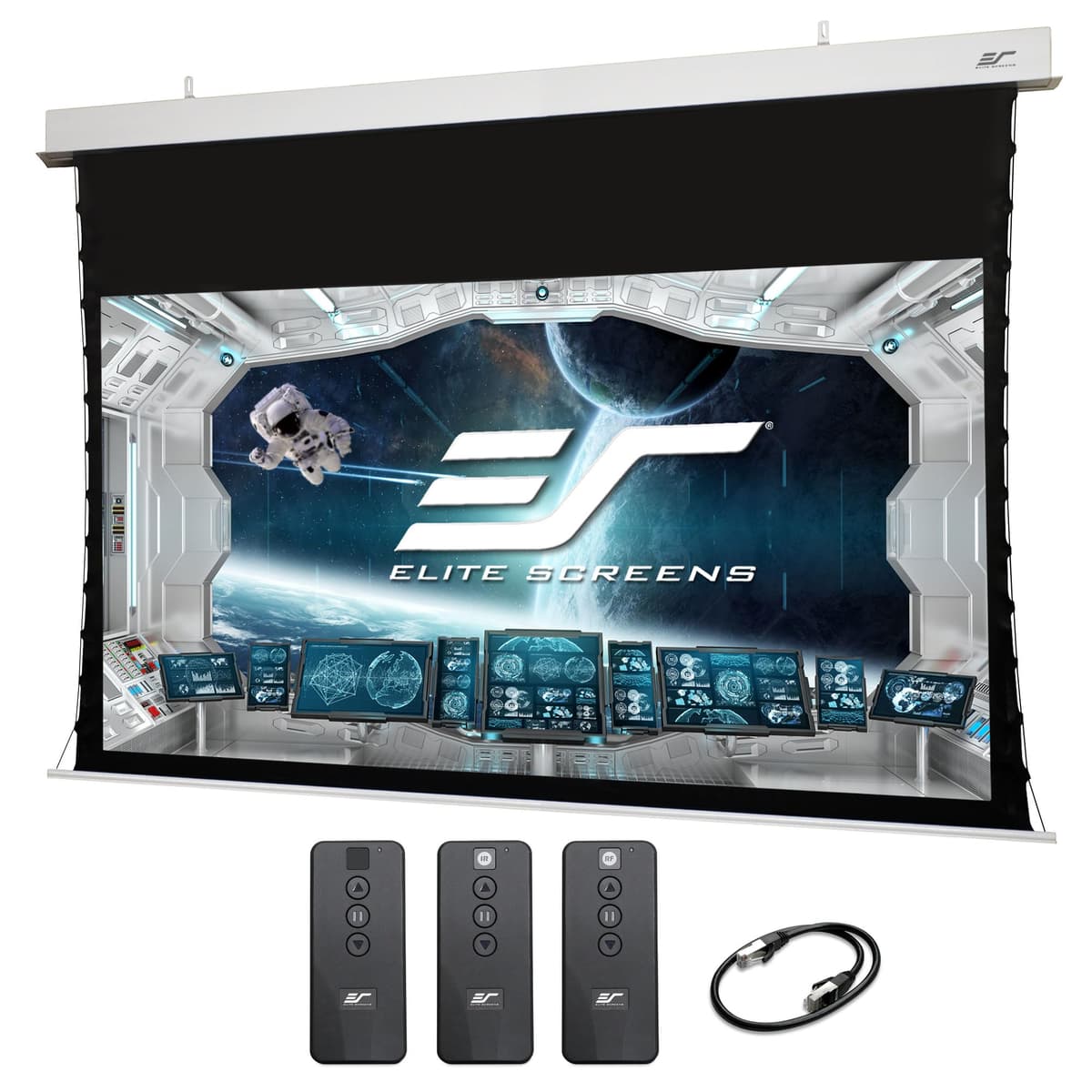 Elite Screens Evanesce Tab-Tension B ETB106HD5-E16 pantalla proyector eléctrica empotrable techo 106" 16:9 CineGrey 5D ALR