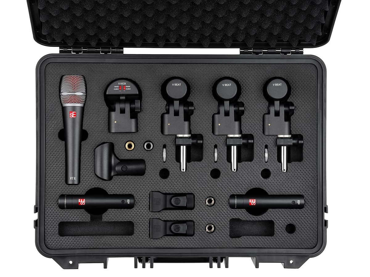 sE Electronics V Pack Arena - Kit de micrófonos para batería, bombo, caja y toms, set profesional de estudio y directo