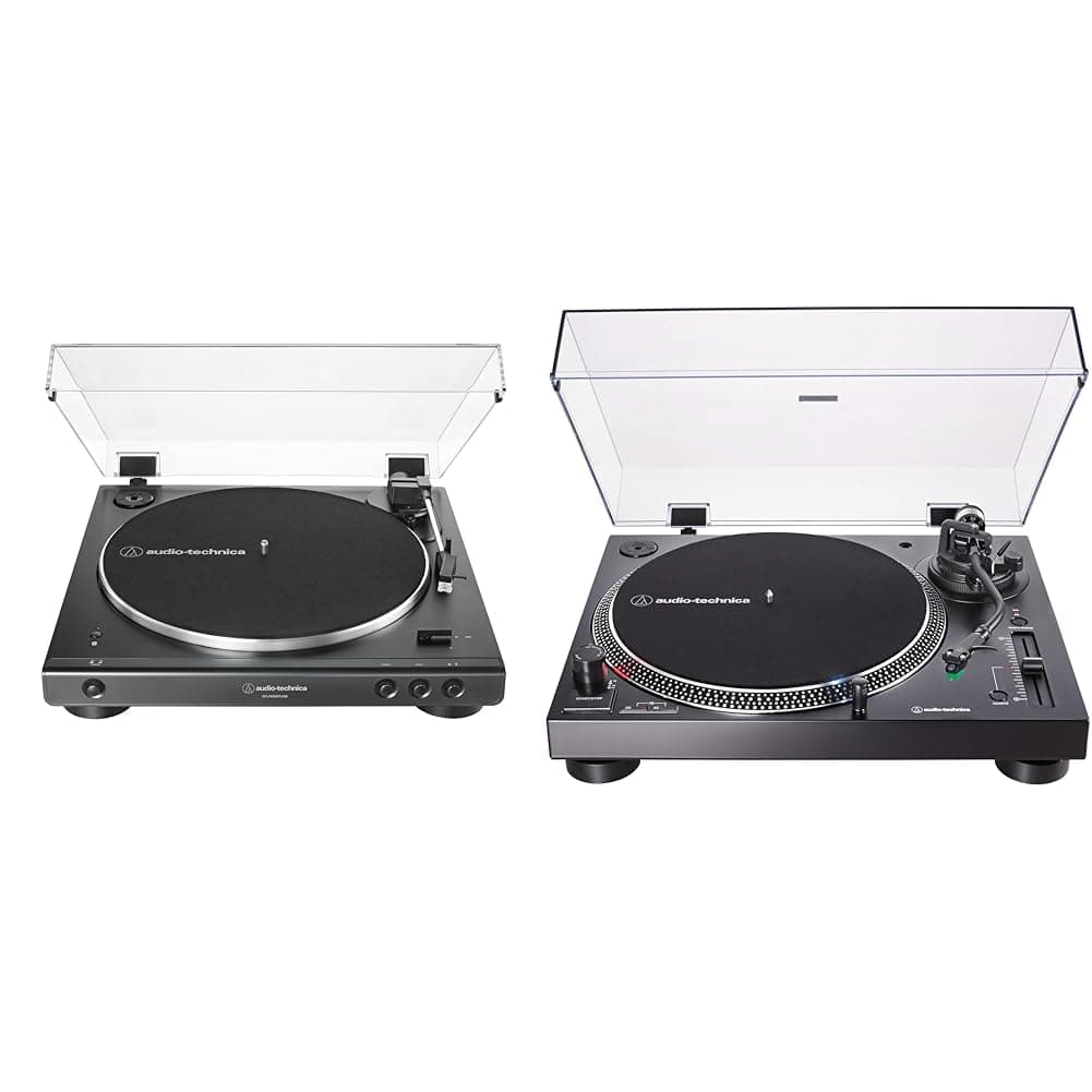 Audio-Technica AT-LP60XBT-USB-BK y AT-LP120XUSB-BK tocadiscos USB/Bluetooth Hi-Fi 3 velocidades, convierte vinilo a digital, antiskate y pitch, negro