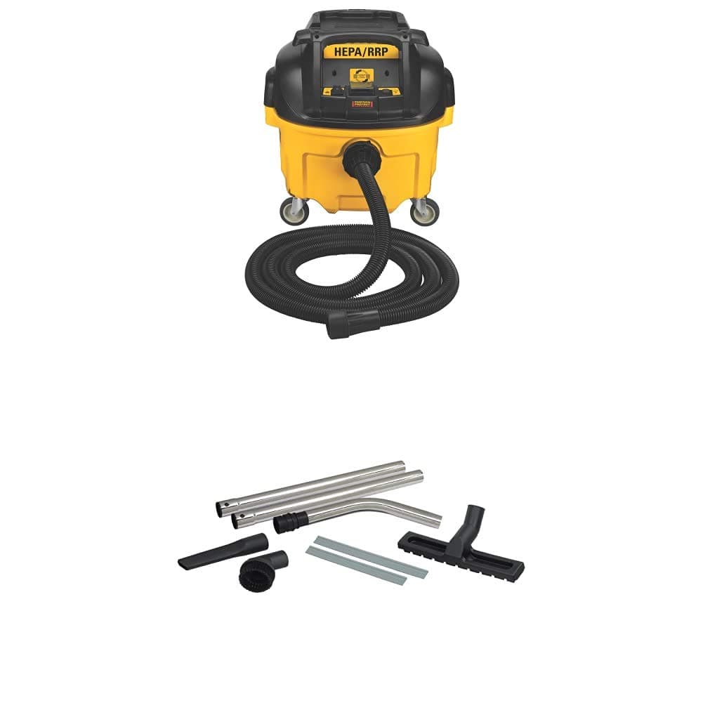 DEWALT DWV010 Extractor de Polvo HEPA, limpieza automática del filtro, 8 galones + Kit de Accesorios DEWALT DWV2759, 5 piezas