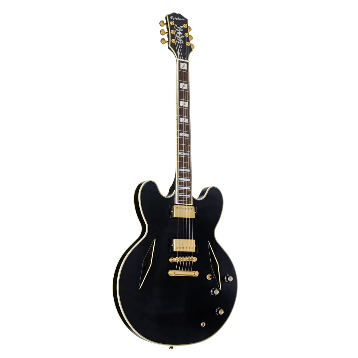 Epiphone Emily Wolfe Sheraton Stealth guitarra eléctrica, Black Aged Gloss, con estuche EpiLite GIT0055308-000