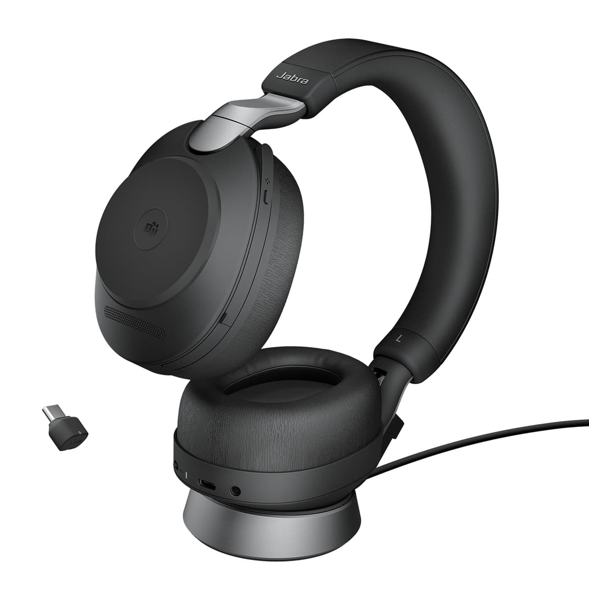 Jabra Evolve2 85 28599-999-889 auriculares inalámbricos cancelación de ruido Bluetooth USB-C LINK380C MS estéreo con base Negro