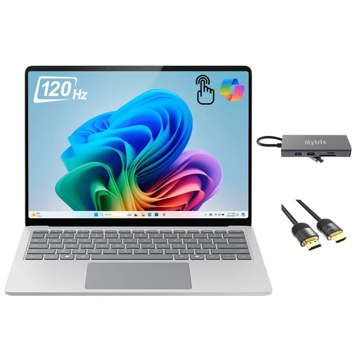Microsoft Surface Laptop 7 ZGM Copilot+ PC, 13.8" táctil HDR, Snapdragon X Plus 10 núcleos, 16GB RAM, 512GB SSD, WiFi 7, Win 11, Platino, GPU Adreno