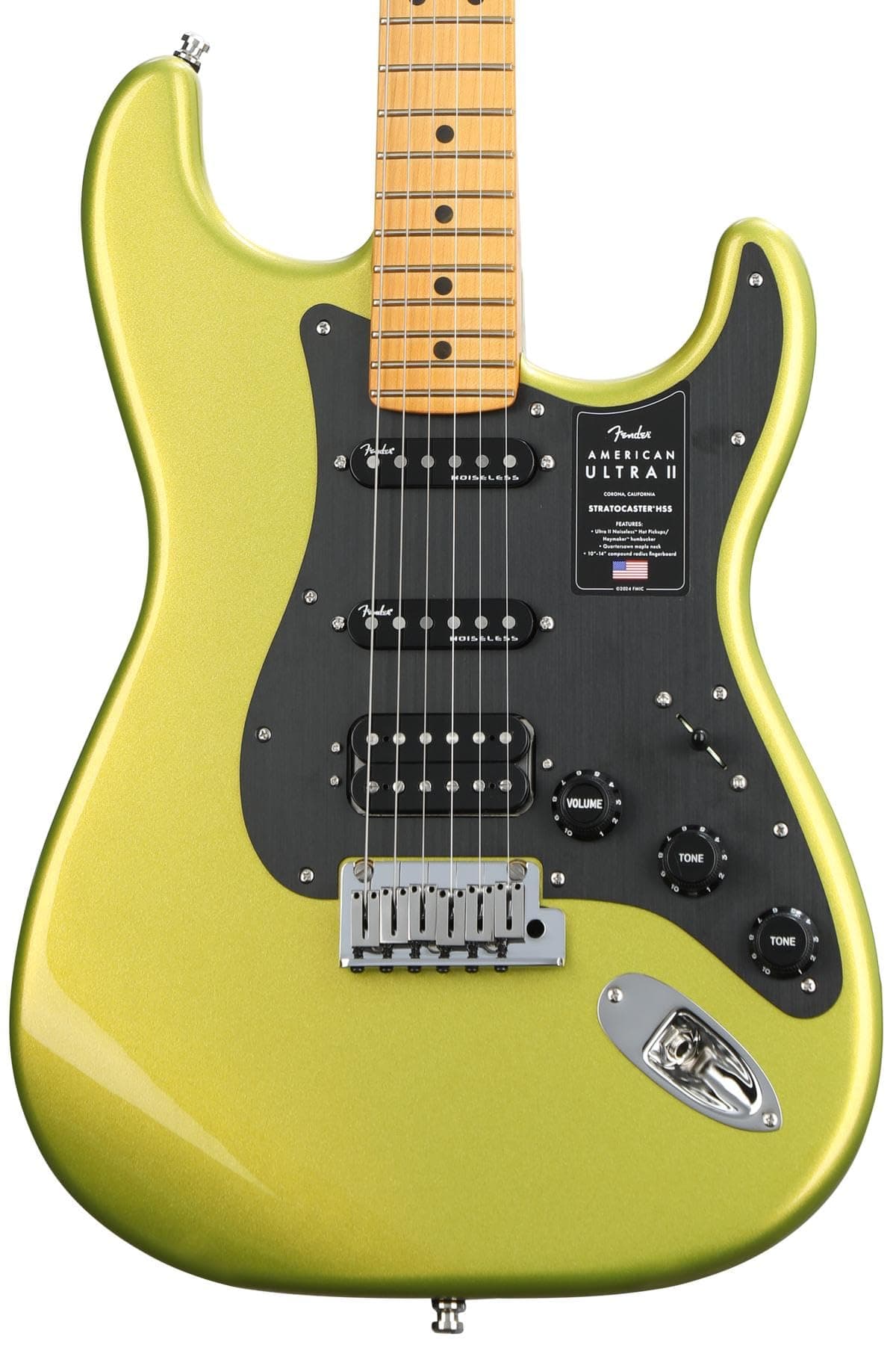 Fender American Ultra II Stratocaster HSS Guitarra Eléctrica Solar Flare, diapasón de arce AMULIISTHSSMNSFL