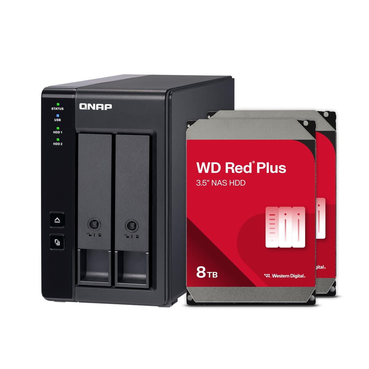QNAP TR-002 DAS 2 Bahías 8TB, USB 3.2 Gen 2 Type-C, RAID 1 preconfigurado, HDD WD Red Plus