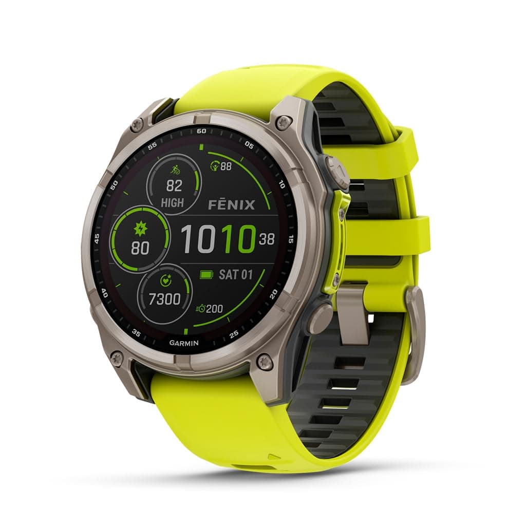 Garmin fēnix 8 A04861 47 mm Solar Zafiro Reloj GPS Multideporte, batería larga, apto buceo, linterna LED, titanio, correa Amp Yellow/Graphite