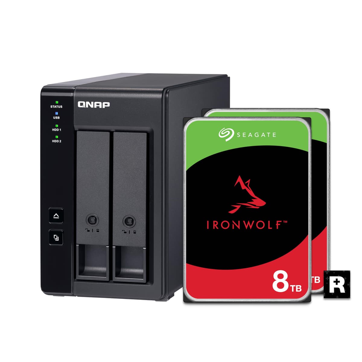QNAP TR-002 DAS 2 bahías 8TB USB 3.2 Gen 2 Type-C RAID 1 preconfigurado con HDD Seagate IronWolf (TR-002-28ST-US)