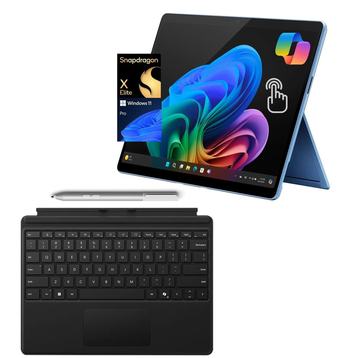 Microsoft Surface Pro 11 Snapdragon X Elite, 2 en 1, OLED 13”, 16GB RAM, SSD 2TB, Win 11 Pro, teclado Pro y Surface Pen, Copilot+ PC, color Sapphire