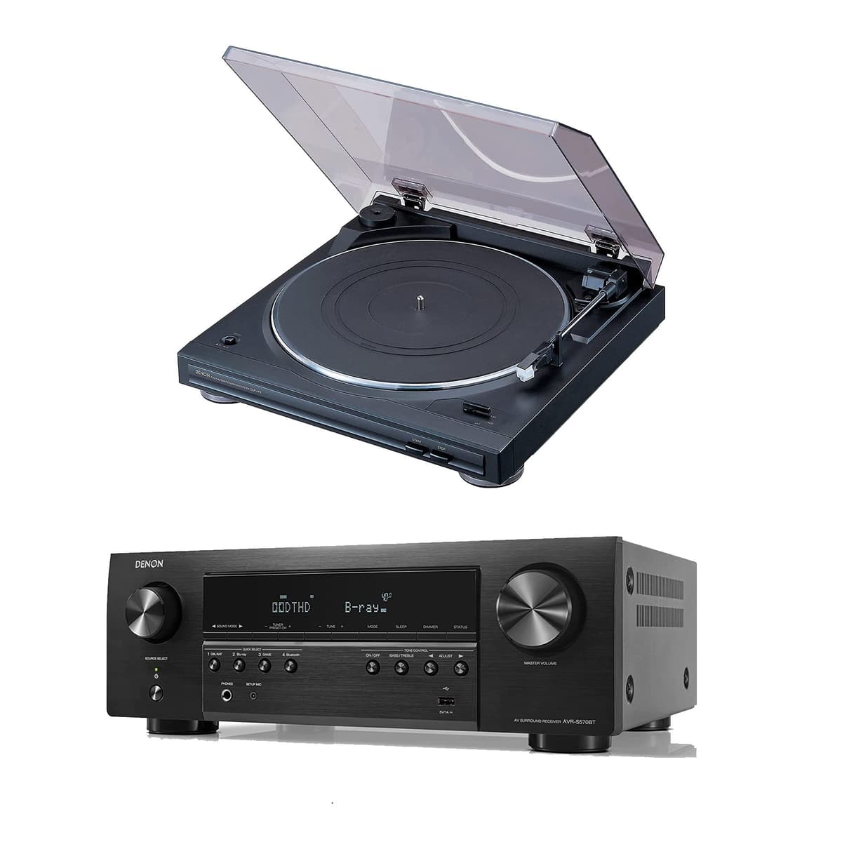 Denon AVR-S570BT Receptor AV 5.2 canales + Tocadiscos Denon DP-29F, Negro, Modelo 2022