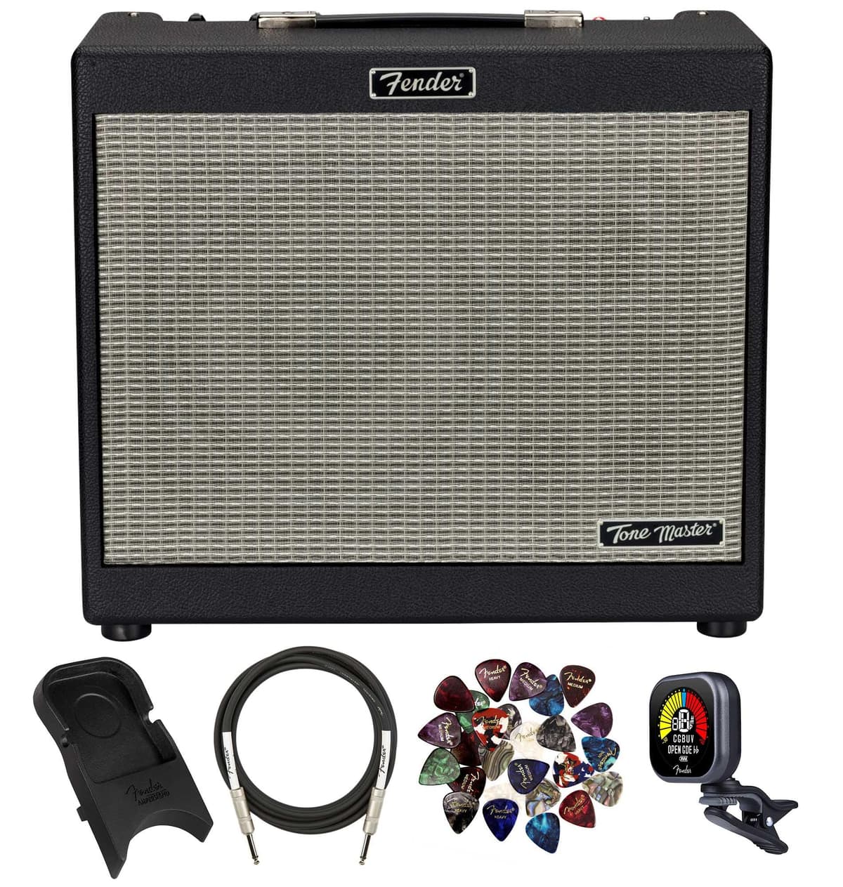 Fender Tone Master FR-10 gabinete FRFR de guitarra activo 1000W 1x10, bundle con cable 10ft, Amperstand, afinador y 24 púas Fender AUS-2275100000-COMBO-STD