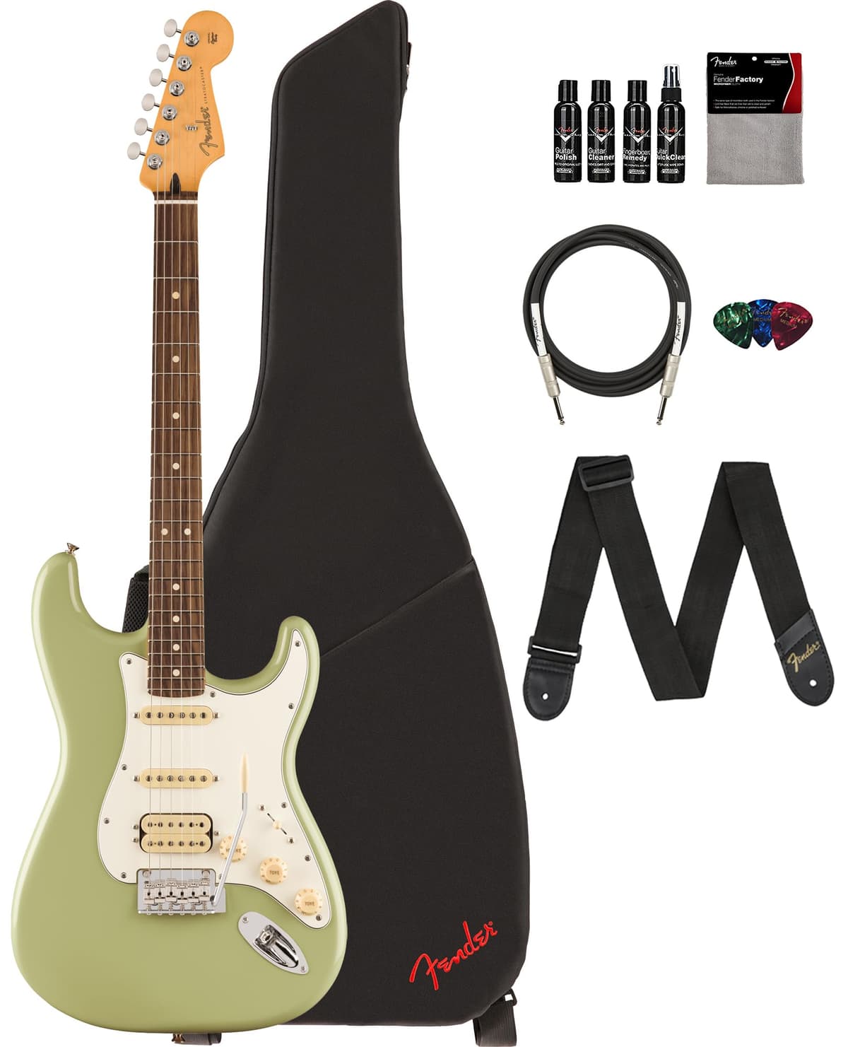 Fender Player II Stratocaster HSS guitarra eléctrica Birch Green con funda, correa, cable, 3 púas y kit de limpieza 140540565