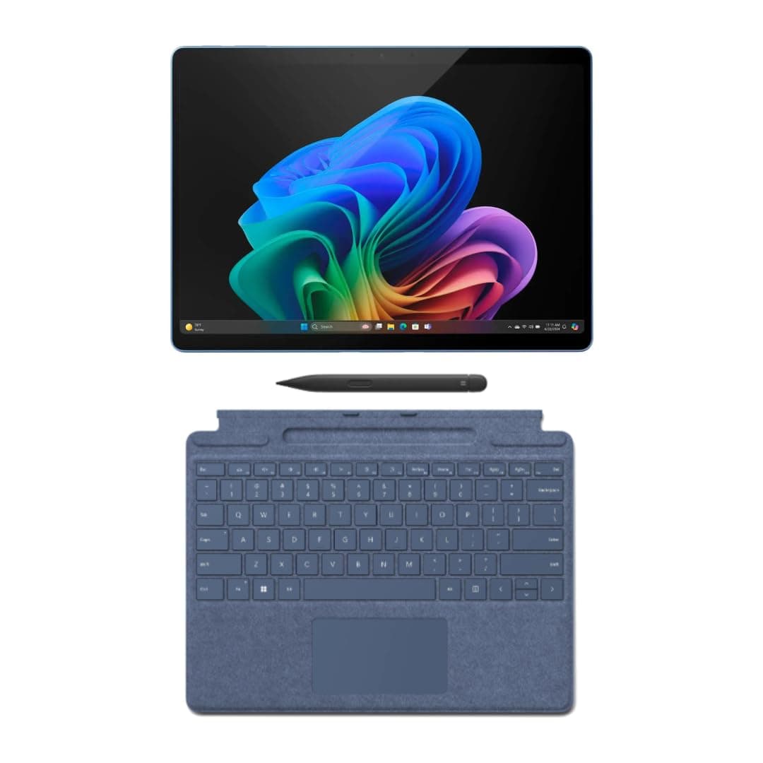 Microsoft Surface Pro 11 Copilot PC Paquete, Tablet 13" 2.8K táctil, Snapdragon X Plus, 16GB RAM, 256GB SSD, Win 11 Pro, Teclado y Slim Pen, Sapphire