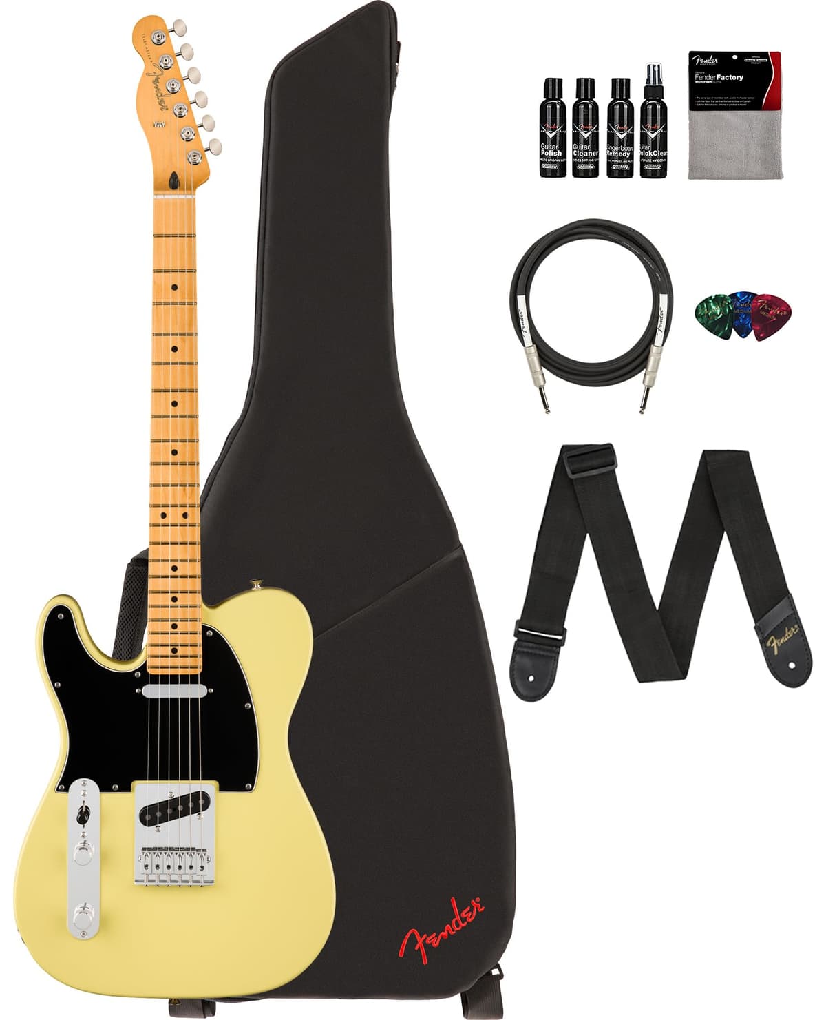 Fender Player II Telecaster guitarra eléctrica zurda Hialeah Yellow con funda, correa, cable, 3 púas y kit de limpieza 140562561
