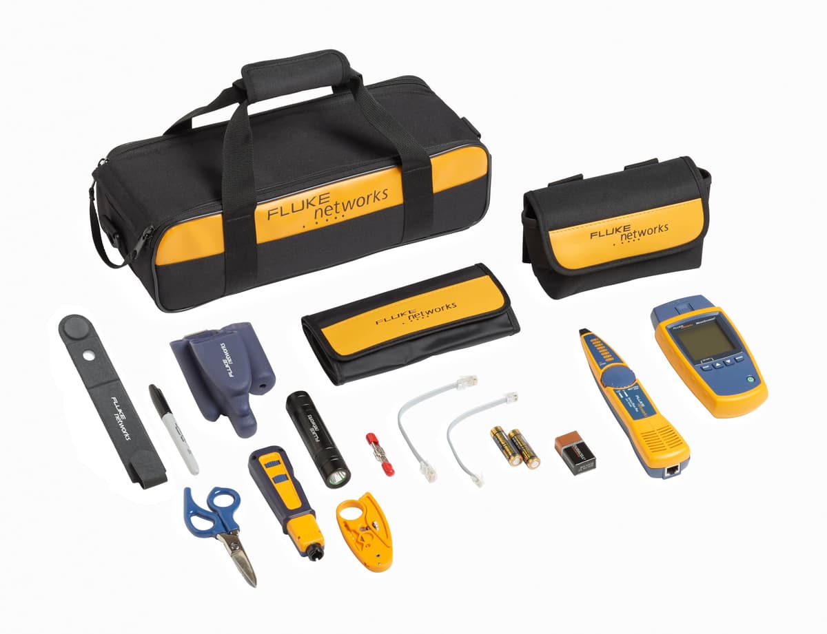 Fluke Networks MicroScanner2 MS2-TTK kit probador de cables de red con herramienta de impacto, generador de tono y sonda, negro