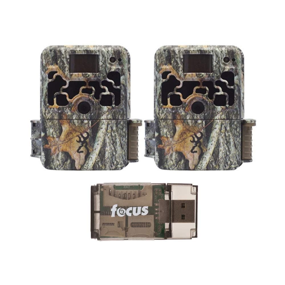 Browning Trail Cameras Dark Ops Extreme 16MP cámaras trampa de caza (2) + lector de tarjetas USB Focus, paquete 3 piezas BTC6HDX_K2