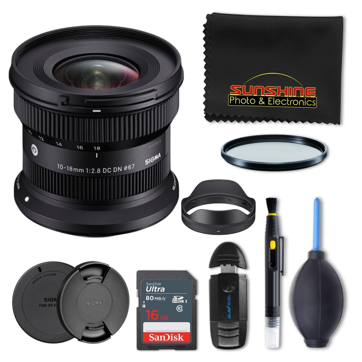 Sigma 10-18mm F2.8 DC DN - Gran Angular Zoom f/2.8 Montura Canon RF (APS-C) Autofoco Mirrorless - Lente + Bundle Básico 207972