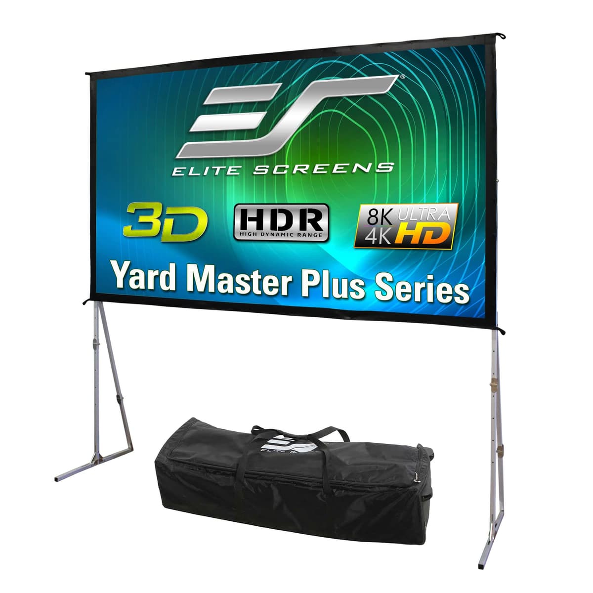 Elite Screens Yard Master Plus OMS135H2PLUS, pantalla proyector portátil 135'' 16:9, 4K HD, altura ajustable, exterior/interior, proyección frontal